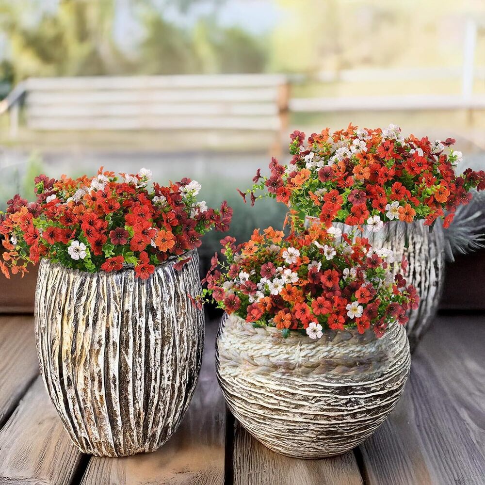 6558 Artificial Fall Flowers for Outdoor Decoration, 12 Bundles Faux Silk - Picture 5 of 7